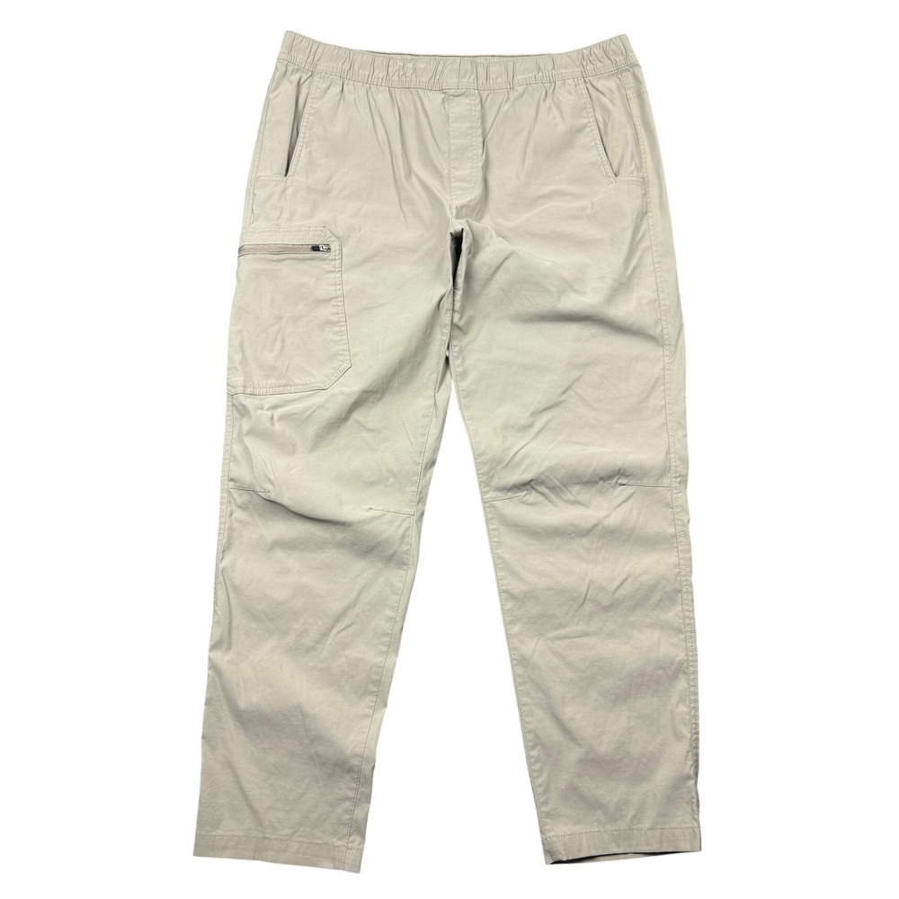 Eddie Bauer Pants Mens XL Tan Nylon Stretch Utility Hiking Cargo Elastic Waist